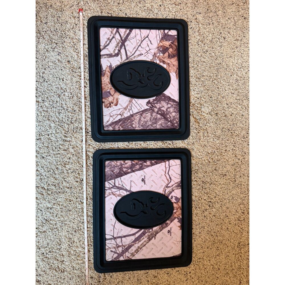 Set of 2 of Browning Pink Camo Rubber Utility Floor Mat Buckmark Logo